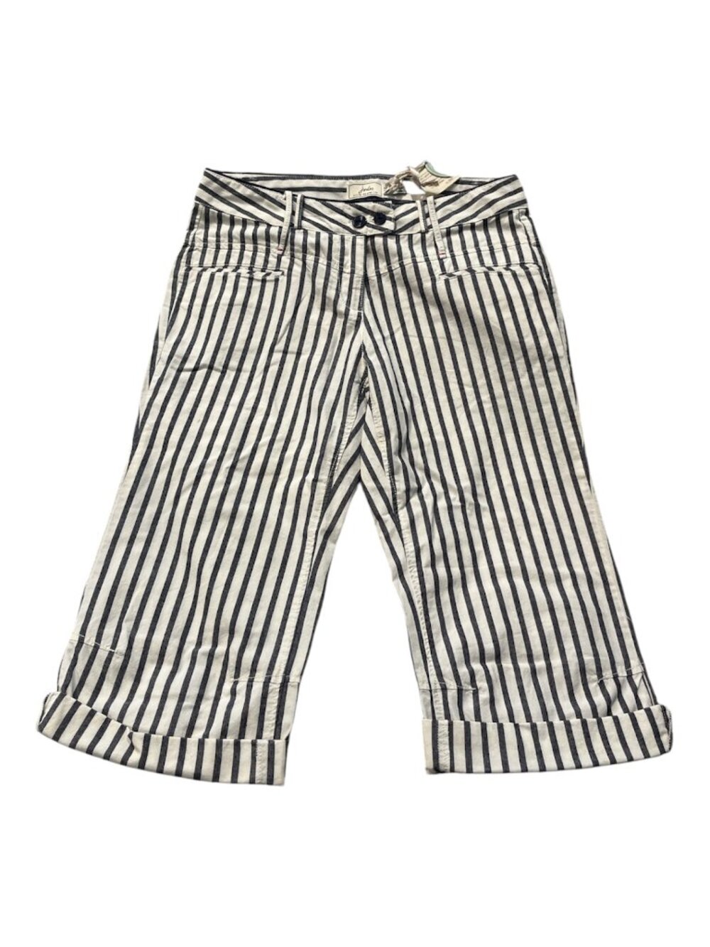 JOULES Crop Pants Pedal Pusher NEW w Tags Wide Leg Stripes Sz 8 Nautical Cotton